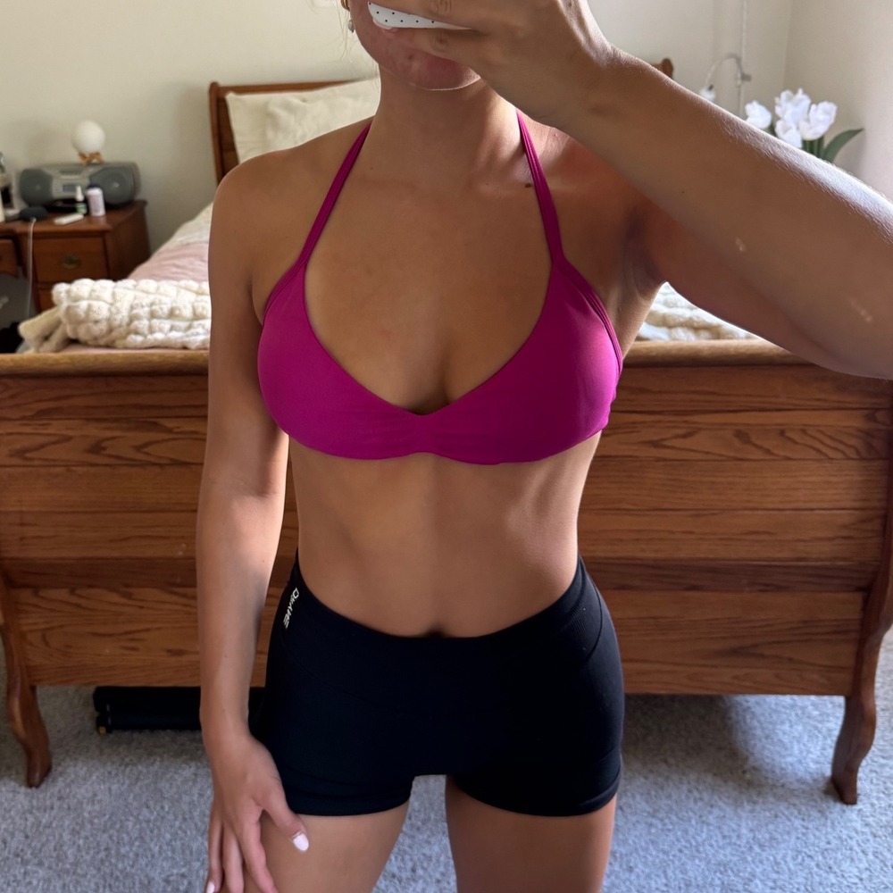 Dfyne impact strappy bra‎ floral pink small
